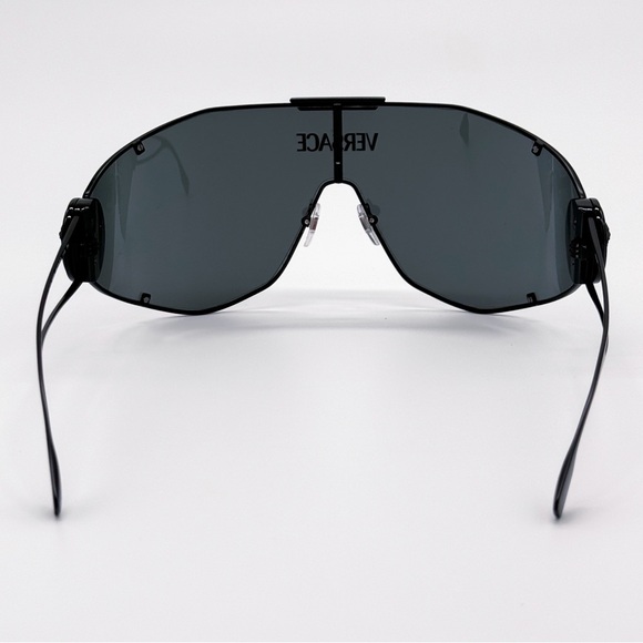 NEW VERSACE MOD 2268 1433/87 SHIELD VE2268 143387 BLACK METAL UNISEX SUNGLASSES - Picture 5 of 11